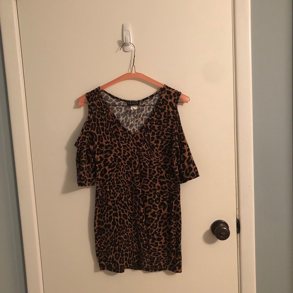 leopard print over the shoulder top